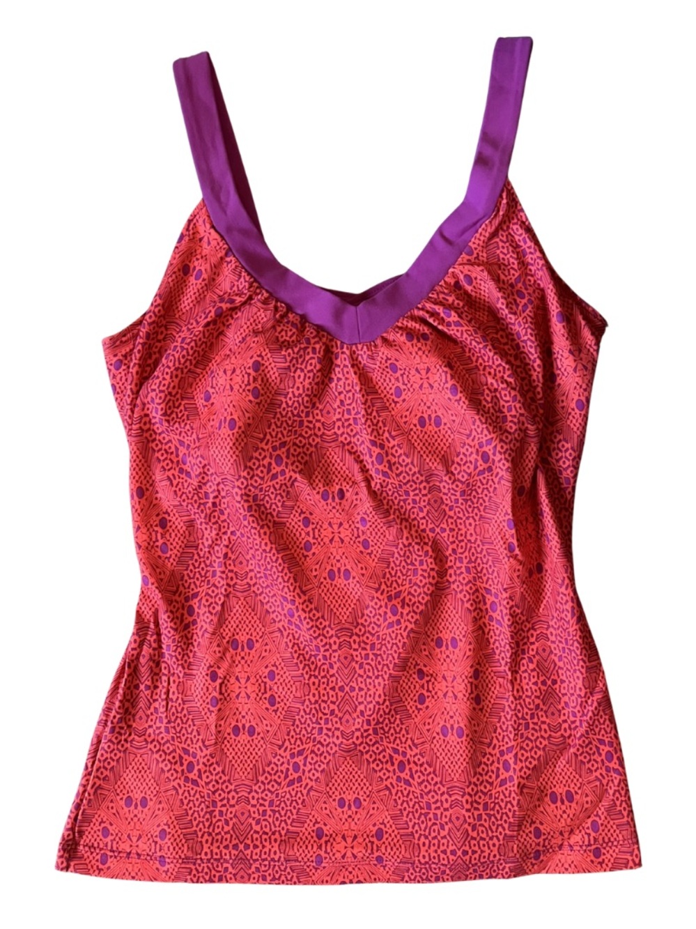 prAna Athletic Yoga Tank Top Small Pink Colorful Boho Crossback Geometric Summer